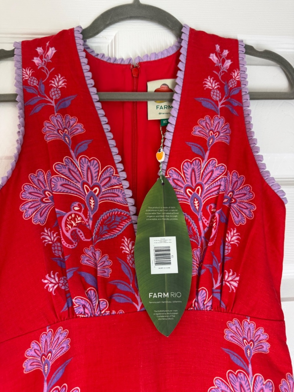 Farm Rio XS Porcelain Garden Red Midi Dress - Picture 2 of 4